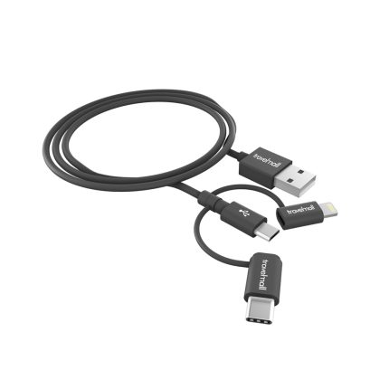 Travelmall Lightning, Micro-USB & USB-C Cable, Black Charge & Sync