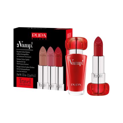 Pupa Vamp! Lipstick Set Of 3 (Naked Skin, Timeless Rose, Iconic Red)