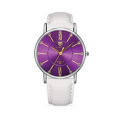 Yazole Ladies Watch -White Strap with Purple Dial