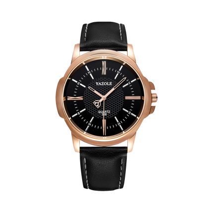 Yazole Mens Watch - Black Dial with Black Strap